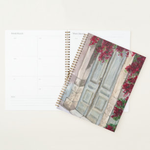 Blauwe Vintage Deur Aquarel Planner