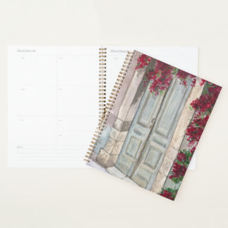 Blauwe Vintage Deur Aquarel Planner