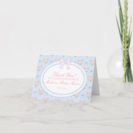 Blauwe Vintage Fancy Bloemige Bedankkaart