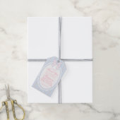Blauwe Vintage Fancy Bloemige Bruidsfeest Favoren Cadeaulabel (Met Touw)