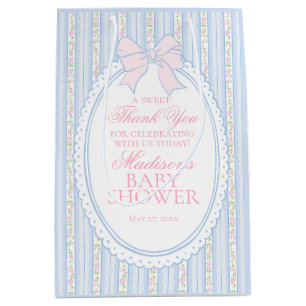 Blauwe Vintage Fancy Bloemige Favorieten voor Baby Medium Cadeauzakje
