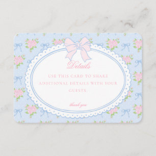 Blauwe Vintage Fantasie Bloemdetails Kaart Uitnodi