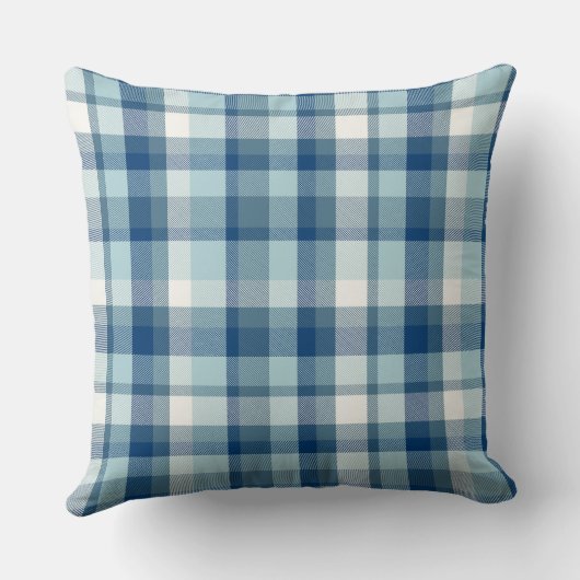 Blauwe vintage geruite kussenhoes kussen (Achterkant)