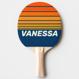 Blauwe Vintage Horizon Strepen met Naam Tafeltennisbatje