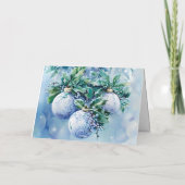 Blauwe Vintage Kerstbloemen Aanpassen Feestdagen Kaart (Achterkant)