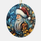  Blauwe Vintage Kerstman Keramisch Ornament (Links)