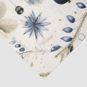 Blauwe Vintage Kerstmis Bloemen Decoupage Tissuepapier (Detail)