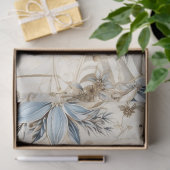 Blauwe Vintage Kerstmis Bloemen Decoupage Tissuepapier (Geschenk)