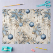 Blauwe Vintage Kerstmis Bloemen Decoupage Tissuepapier (Craft)