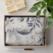 Blauwe Vintage Kerstmis Bloemen Decoupage Tissuepapier (Geschenk)