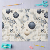 Blauwe Vintage Kerstmis Bloemen Decoupage Tissuepapier (Craft)