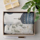 Blauwe Vintage Kerstmis Bloemen Decoupage Tissuepapier (Geschenk)