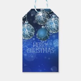 Blauwe Vintage Kerstmis Cadeaulabel