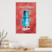 Blauwe Vintage Koffiepot Poster (Keuken)