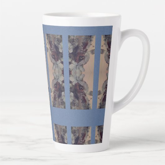 Blauwe Vintage Latte Mok (Rechts)