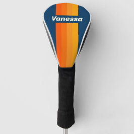 Blauwe Vintage Pin Strepen met Naam Golfheadcover