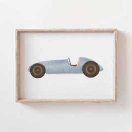 Blauwe Vintage Raceauto Kinderkamer Decoratie
