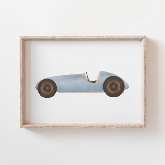 Blauwe Vintage Raceauto Kinderkamer Decoratie