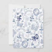 Blauwe Vintage Romance RSVP Kaart (Achterkant)