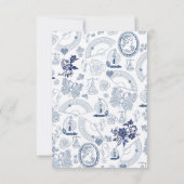 Blauwe Vintage Romance RSVP Kaart (Achterkant)