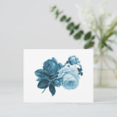 blauwe vintage roos cadeau briefkaart (Staand voorkant)
