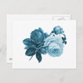 blauwe vintage roos cadeau briefkaart (Voorkant / Achterkant)