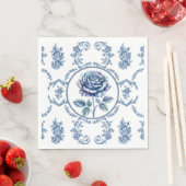Blauwe Vintage Roos Servet (Insitu)