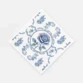 Blauwe Vintage Roos Servet (Hoek)