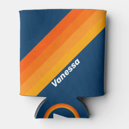 Blauwe Vintage Streep met Naam Blikjeskoeler