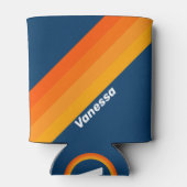 Blauwe Vintage Streep met Naam Blikjeskoeler (Achterkant)