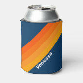 Blauwe Vintage Streep met Naam Blikjeskoeler (Blikje Achterkant)