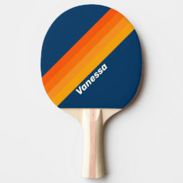 Blauwe Vintage Strepen met Naam Tafeltennisbatje