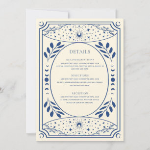 Blauwe Vintage Tarotkaart Gotische Trouwdetails Kaart