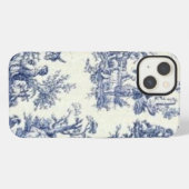 Blauwe Vintage Toile iPhone Hoesje (Achterkant horizontaal)