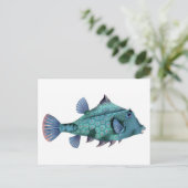 Blauwe Vintage Vis Briefkaart (Staand voorkant)