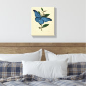 Blauwe Vintage Vlinder Canvas Afdruk (Insitu (Slaapkamer))