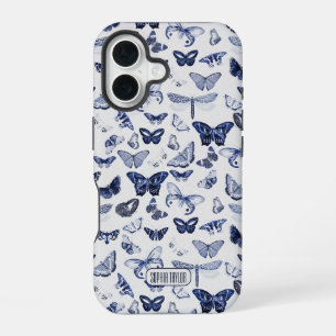 Blauwe Vintage Vlinders iPhone 16 Hoesje
