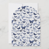 Blauwe Vintage Vlinders Kaart (Achterkant)
