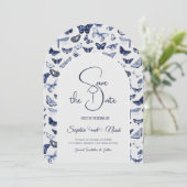 Blauwe Vintage Vlinders Kaart (Staand voorkant)
