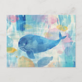 Blauwe vinvis achtergrond briefkaart (Voorkant)