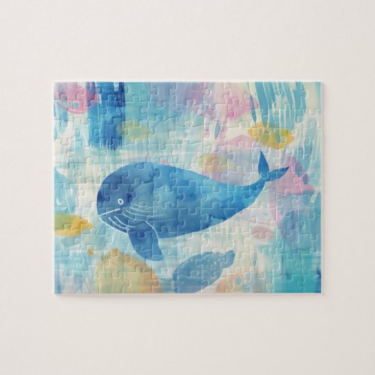 Blauwe vinvis achtergrond legpuzzel (Horizontaal)
