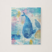 Blauwe vinvis achtergrond legpuzzel (Verticaal)