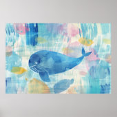 Blauwe vinvis achtergrond poster (Voorkant)