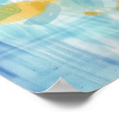 Blauwe vinvis achtergrond poster (Hoek)