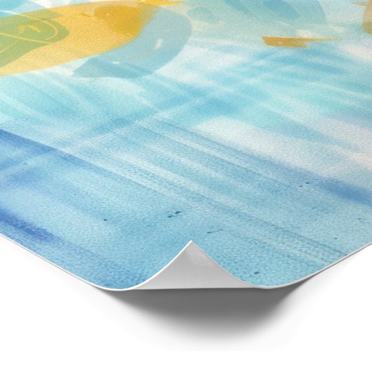 Blauwe vinvis achtergrond poster (Hoek)