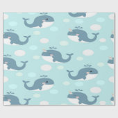 blauwe vinvis cadeaupapier (Vlak)