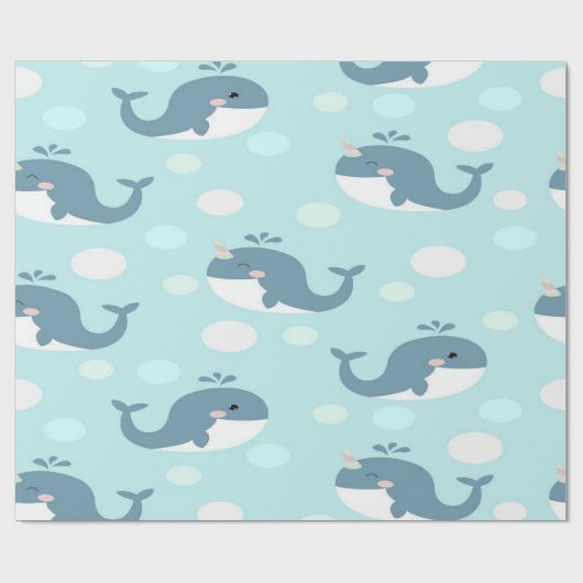 blauwe vinvis cadeaupapier (Vlak)