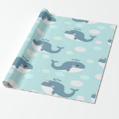 blauwe vinvis cadeaupapier (Uitgerold)