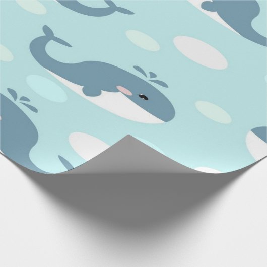 blauwe vinvis cadeaupapier (Hoek)