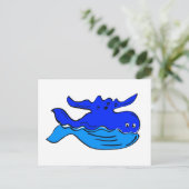 Blauwe vinvis Cartoon Briefkaart (Staand voorkant)